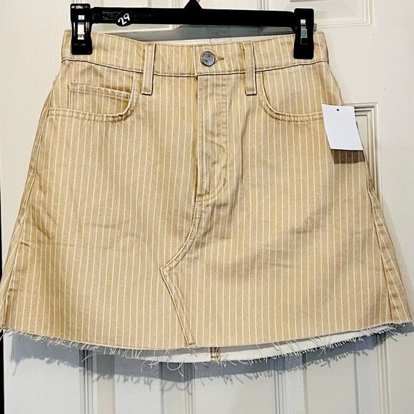 Frame High N Tight Striped Denim Mini Skirt, Color Sand Multi, Size 25 - Picture 3 of 11